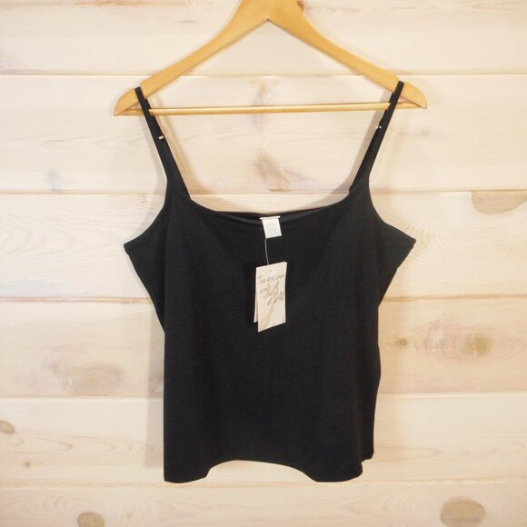 NWT Women’s XL Vintage J Jill Cami Tank Black Spaghetti Strap Top Shelf Bra Crop - Picture 1 of 8
